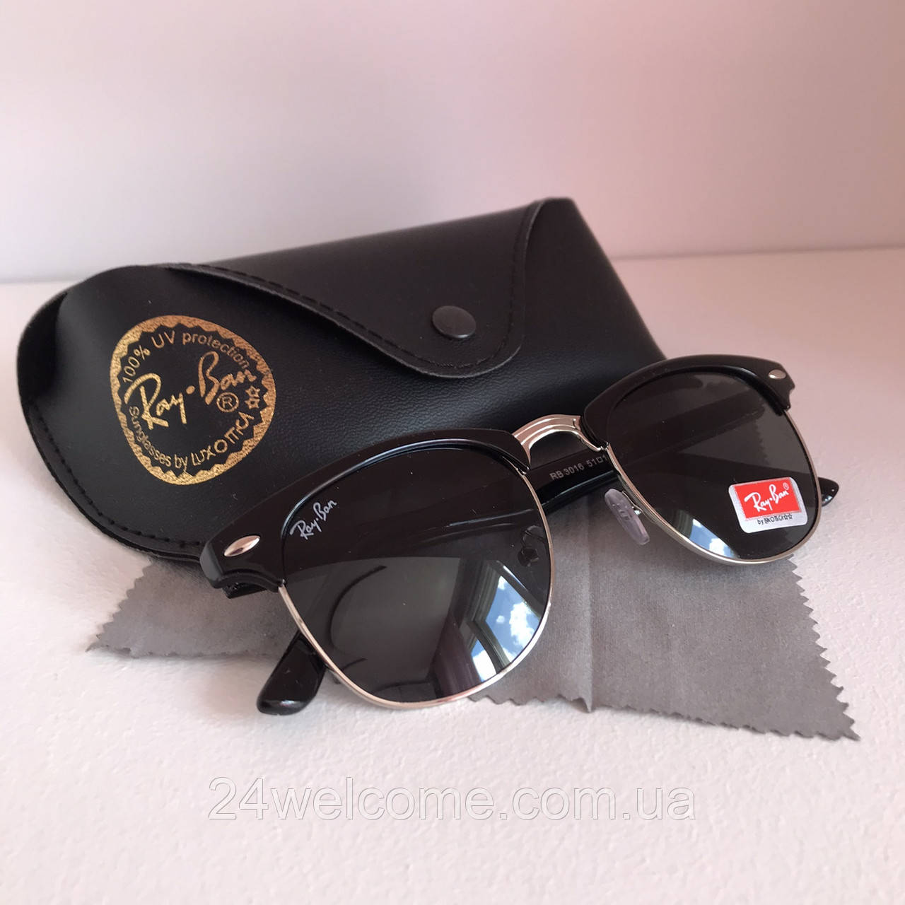 Сонцезахисні окуляри Ray Ban Clubmaster чорний скло комплект