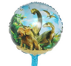 Кулька повітряна фольгована круглий " Динозаври" 45 см.