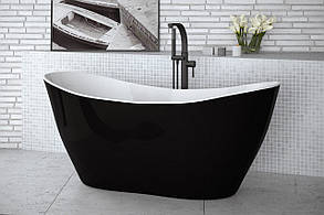 Ванна окремо стоїть Viya B&W 160x70 см з сифоном BESCO PMD AMBITION, фото 5