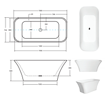 Ванна окремо стоїть Assos 160x70 см з сифоном BESCO PMD AMBITION, фото 5