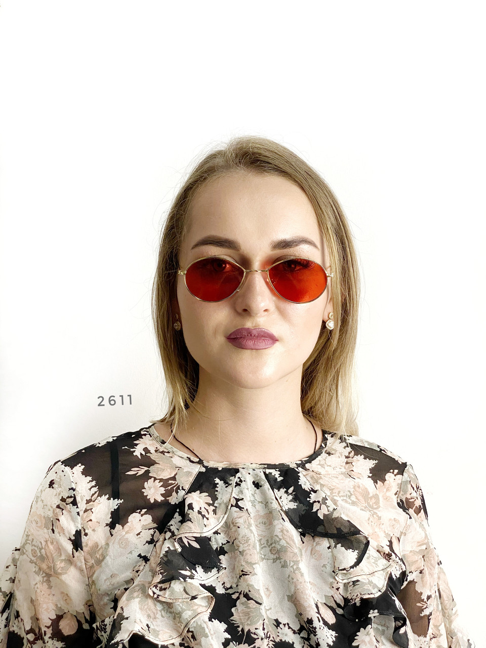 Червоні окуляри - крапельки в золотій оправі, фото 1