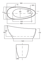 Ванна окремо стоїть Keya 165x75 см з сифоном BESCO PMD AMBITION, фото 4