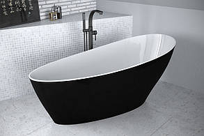 Ванна окремо стоїть Keya B&W 165x75 см з сифоном BESCO PMD AMBITION, фото 4