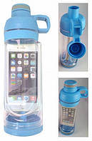 Спортивная бутылка для воды и телефона SO-KID Н-606 400 мл Голубая
