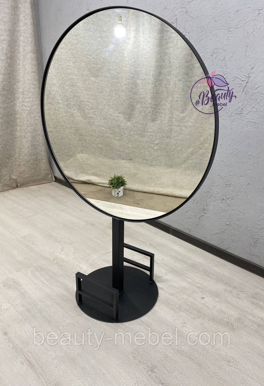 Висока двостороннє кругле гримерное дзеркало для візажиста, перукаря, фото 1