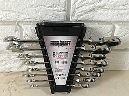 Набір рожково-накидних ключів з трещеткой на кардане Euro Сraft : 8 шт