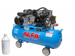 Компресор поршневий AL-FA ALC100-2 - 100л : 3,8 кВт : 2-x поршневий блок