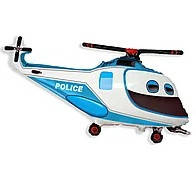 Фольгированный шар большая фигура Вертолет синий полиция 57х96см Flexmetal в упаковке