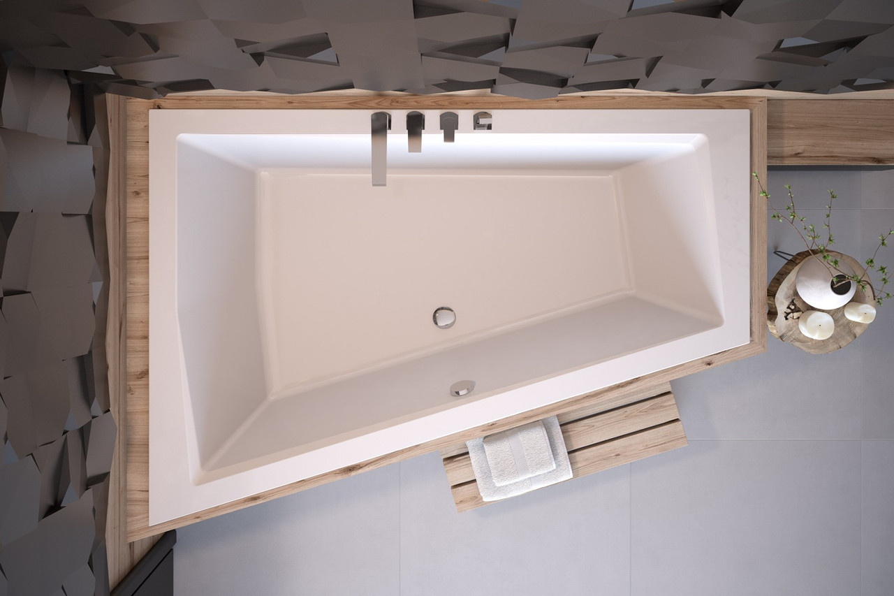 Акрилова ванна Intima Duo Slim 180х125 (ліва) Besco PMD Piramida без панелі для облицювання плиткою