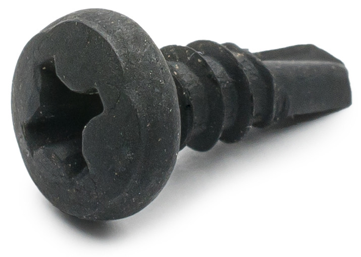 Саморіз для профілю блоха 3.5х9.5 по металу з напівкруглою головкою і свердлом фосфатовані, фото 1