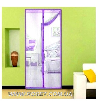 Антимоскітна дверна шторка на магнітній стрічці, 210х100 см — Фіолетова