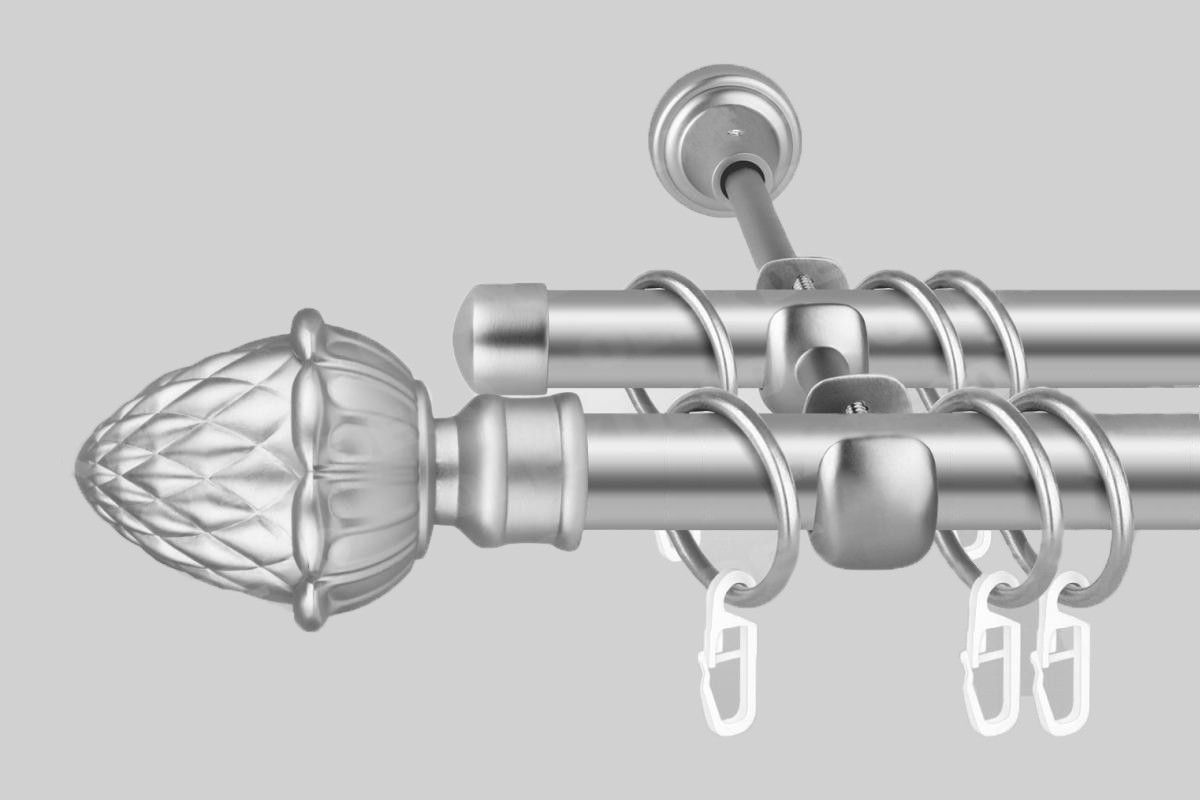 Карниз для штор дворядний металевий 19 мм (комплект) Сатин