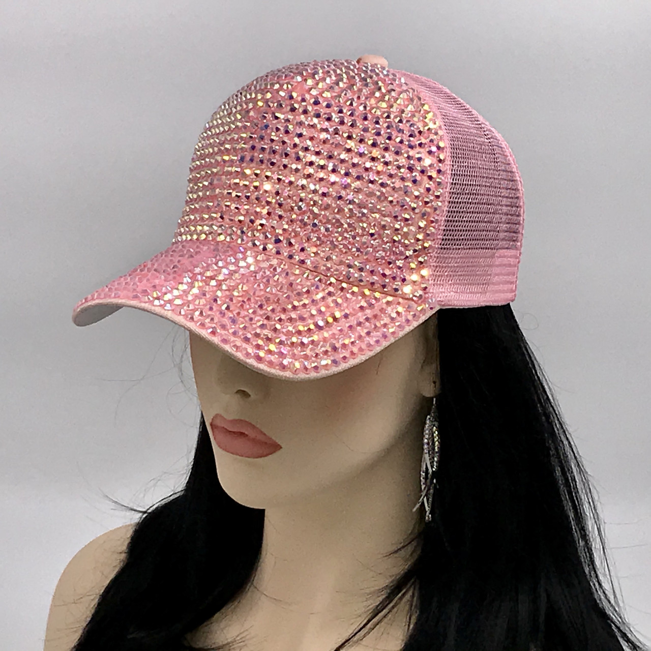Жіноча бейсболка з рожевими стразами (рожева)