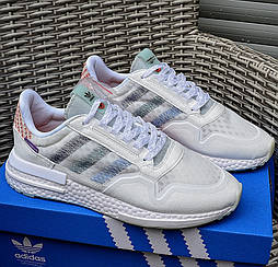 Чоловічі кросівки AdidasZX 500 x Commonwealth "White" літні в сітку весна-літо-осінь повсякденні білі. Живе фото. топ