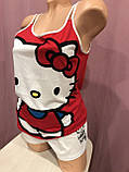 Яскрава жіноча піжама з шортами Hello Kitty, фото 2