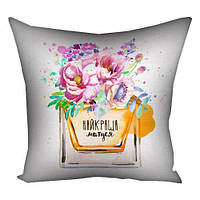 Габардинова подушка з принтом для декору Найкраща матуся (3P_20F013)