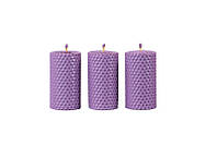 Набор 3 шт  эко-свечек из вощины 60*85 мм. Цвет фиолетовый.