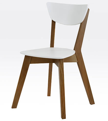 Стілець з масиву ясена Рондо Мікс меблі, колір каркас горіх + спинка і сидіння білі, фото 2