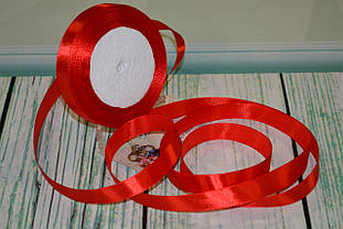 Стрічка атласна, 15 мм (22метра), колір — червоний