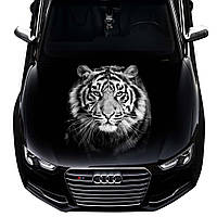 Наклейка на капот ARB 3D TUNING STUDIO Тигр чёрно белый 1200х1500х0.15мм