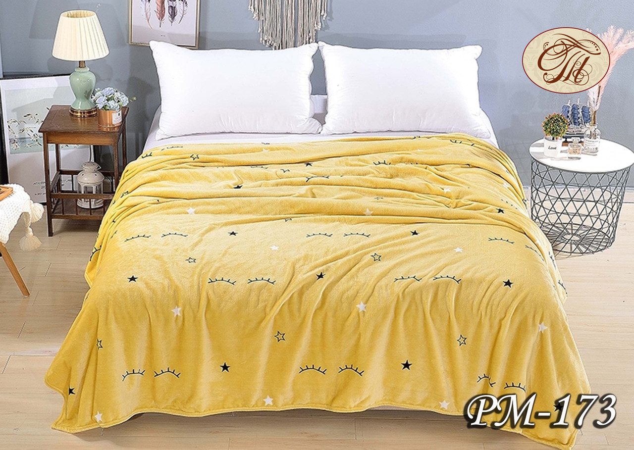 Плед з флісу Вії на жовтому (200х220), фото 1