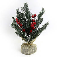 Новорічний декор "Ялинкові гілки в мішечку" "Ягоди"27см