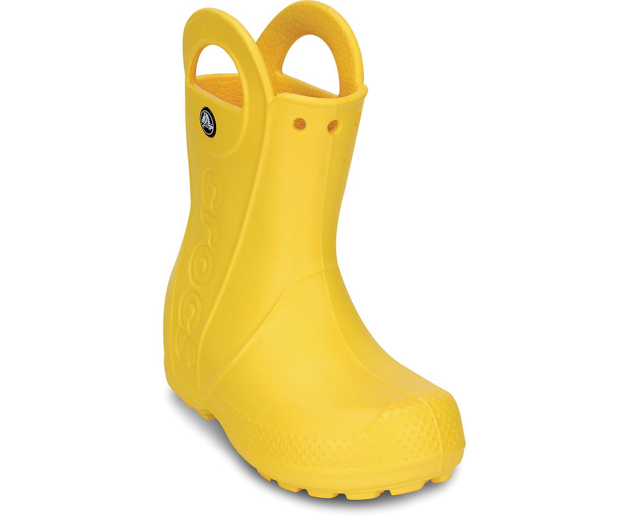 Чоботи гумові дитячі дощовики Крокси з ручками / Crocs Kids Handle It Rain Boot (12803), Жовті
