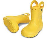 Сапоги резиновые детские дождевики Кроксы с ручками / Crocs Kids Handle It Rain Boot (12803), Желтые, фото 3