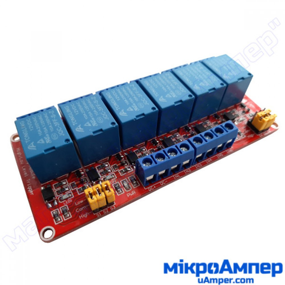 6-канальний Модуль Реле 12В H+L З Оптопарою — Купить Недорого на Bigl ...