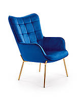 Кресло мягкое Halmar CASTEL 2 велюр/золото 71x79x97х44 см Синий