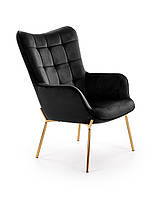 Кресло мягкое Halmar CASTEL 2 велюр/золото 71x79x97х44 см Черный
