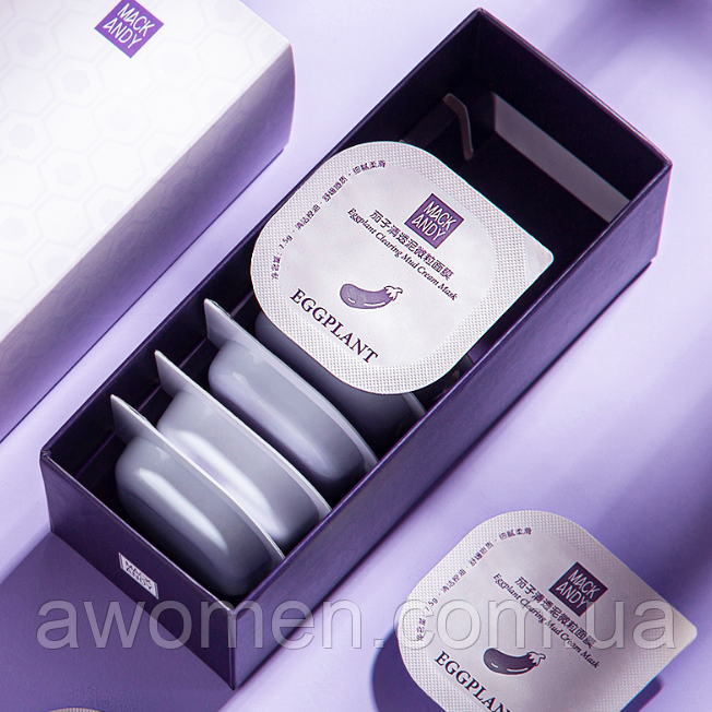 Набір масок пудинг MaskAndy Eggplant Cleaning Mud mask з екстрактом баклажана (8 штук по 7,5 g), фото 1