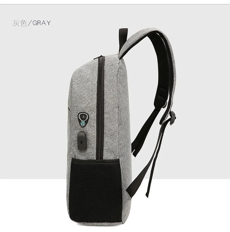 Рюкзак городской спортивный с USB портом отверстие для наушников СЕРЫЙ - фото 9 - id-p1014886047