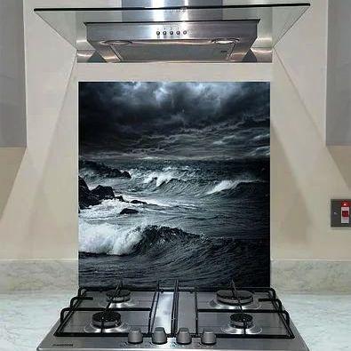 Вогнетривке скло для кухні Буря на морі, фото 1