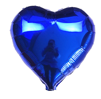 Куля серце фольговане синє, кулька повітряна фігурна з фольги 45см Китай