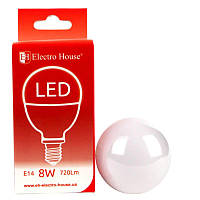 ElectroHouse LED лампа "куля" E14/4100K/8W 720Lm /180° P45