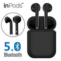 Беспроводные наушники InPods 12 Macaron Black сенсорные с кейсом