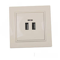 Розетка USB 2 порти ElectroHouse Enzo 2A IP22 лате
