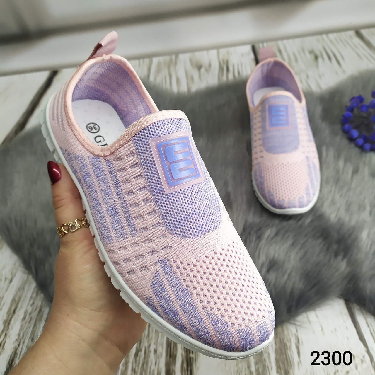 Жіночі мокасини сліпони Gipanis, текстиль, пудрові, Україна, фото 1