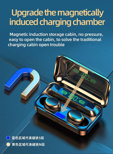 Беспроводные наушники TWS F9-5С Черные Bluetooth сенсорные HD Stereo ...