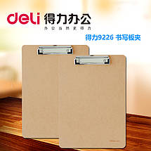 Планшет Deli 9226 коричневий А4 корковий з метал/кліпсою, фото 2