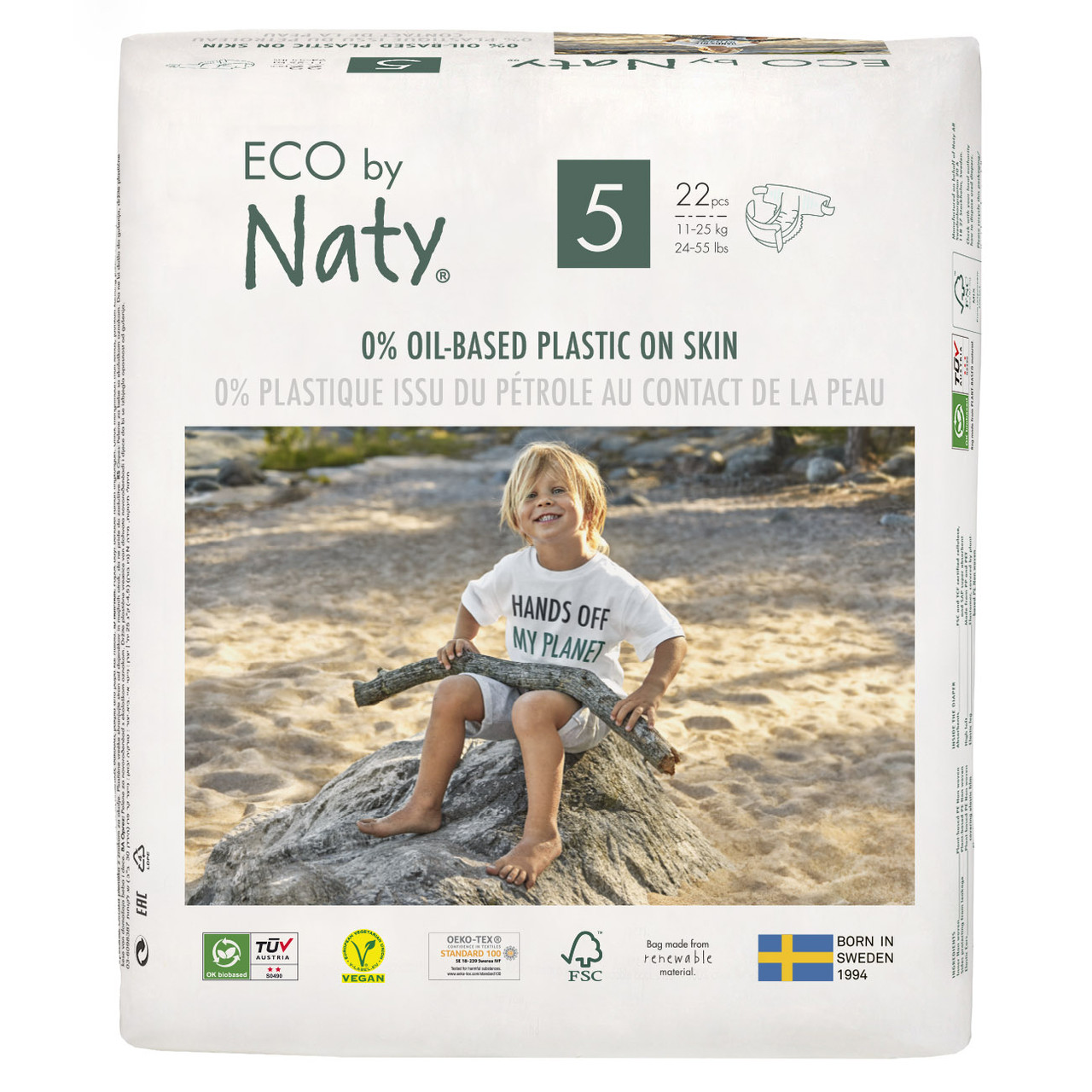 Органічні підгузники Eco by Naty Розмір 5 (від 11 до 25 кг) 22 шт