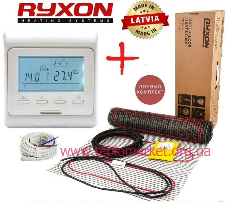 Тепла підлога електричний мат Ryxon HM-200/ 3,5 м2 з програмованим терморегулятором E51