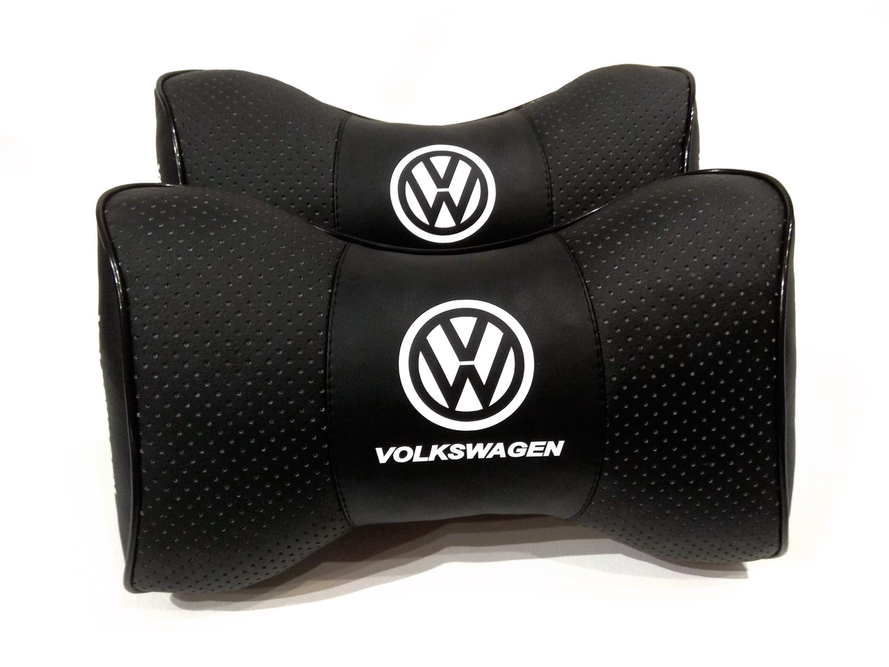 Подушка на підголовник в авто Volkswagen чорна 1 шт
