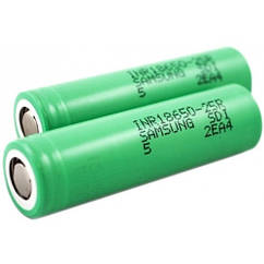 Акумулятор 18650 Li-Ion Samsung INR18650-25R, 2500 mAh, 20A, 4.2/3.6/2.5V, зелені