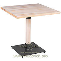 Квадратный стол из массива дерева для кафе на одной ножке
