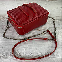 65-62р Натуральна шкіра Сумка жіноча крос-боді червона Шкіряна сумка жіноча через плече червона, фото 5