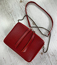 65-62р Натуральна шкіра Сумка жіноча крос-боді червона Шкіряна сумка жіноча через плече червона, фото 4