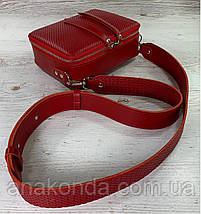 65-62р Натуральна шкіра Сумка жіноча крос-боді червона Шкіряна сумка жіноча через плече червона, фото 3