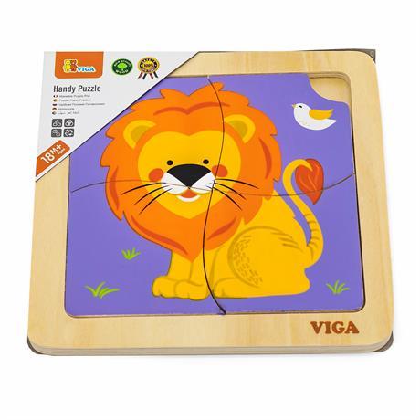 Дерев'яний міні-пазл Viga Toys Лев, 4 деталі (51316)